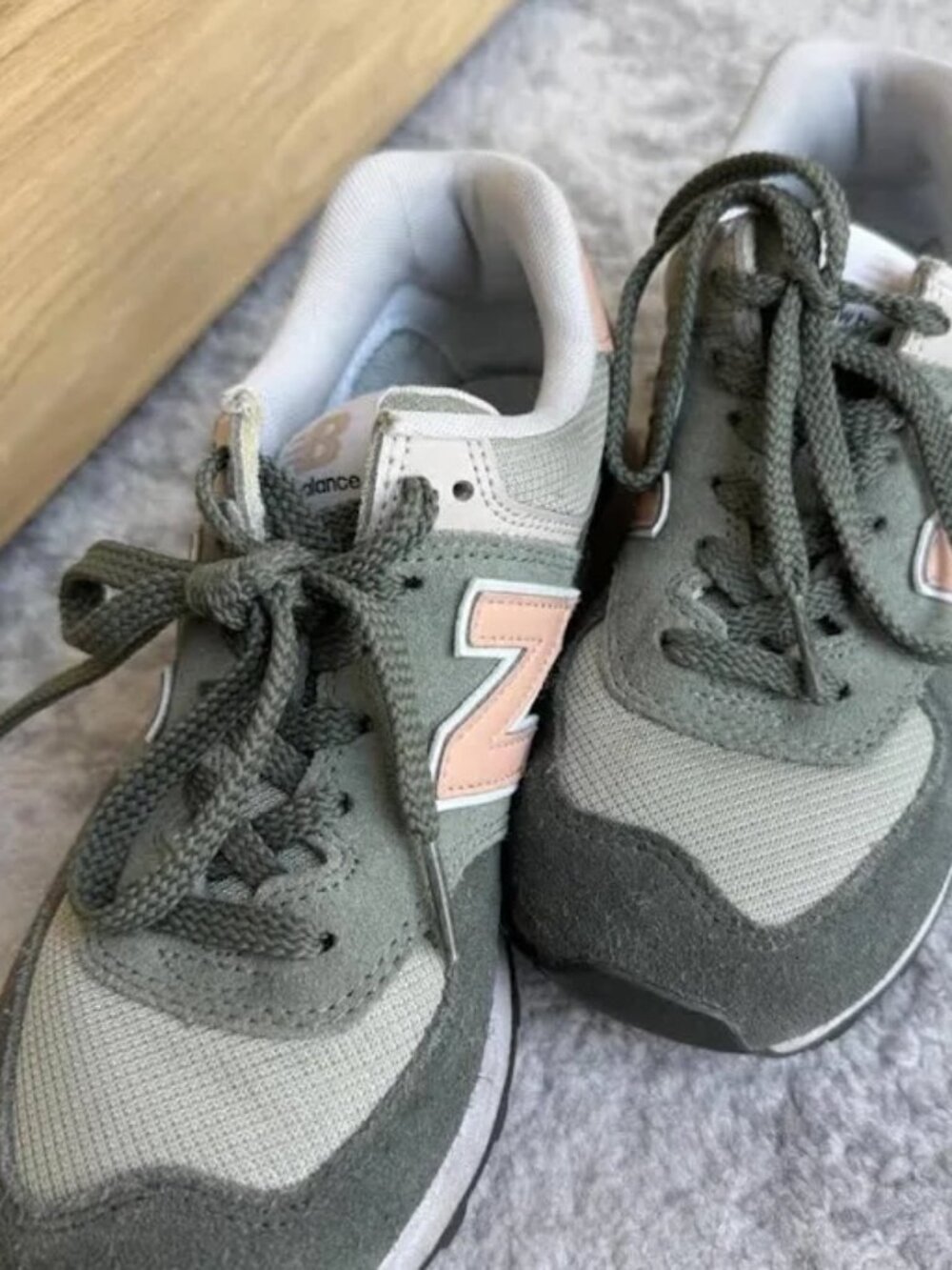New Balance 574 Green and Peach/Pink